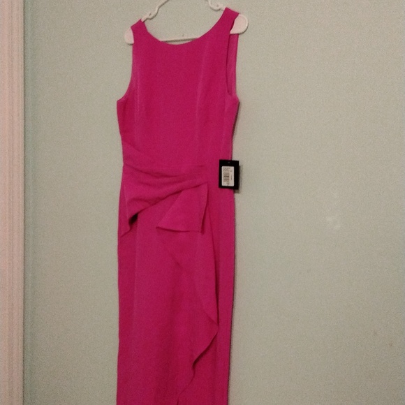 Women's NWT hot pink/Fuchsia Firmal Jumpsuit  by Marina dresses size 10 - Picture 2 of 7